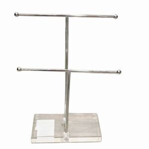 At Home Acrylic Base Silver Jewelry Display Bar Organizer
